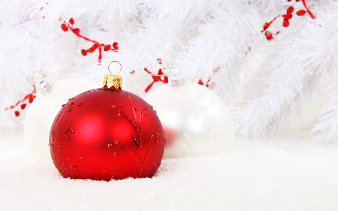 Christmas bulb with white snowy background